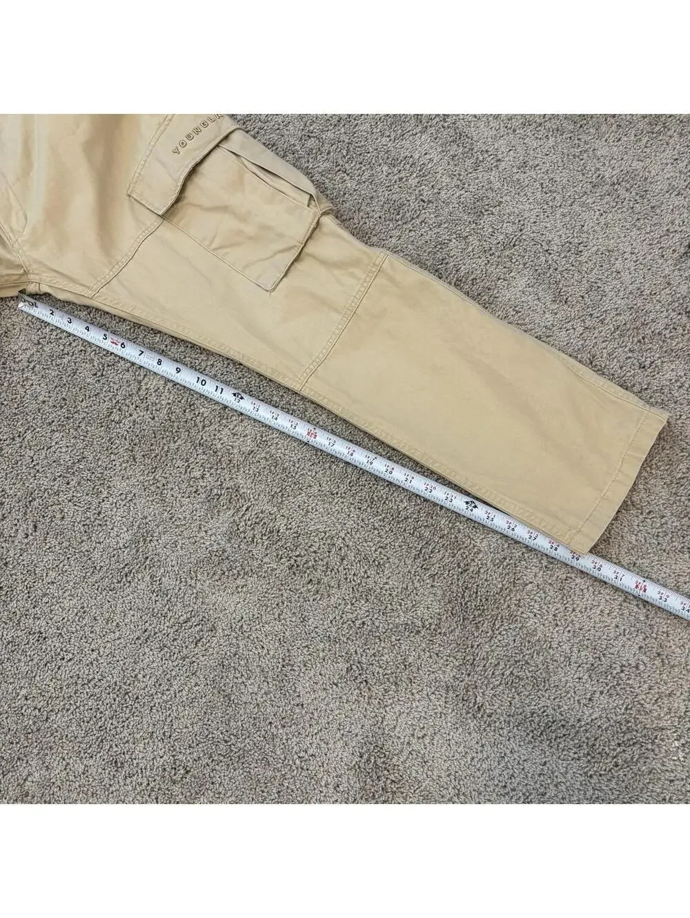 YoungLA 616 Suburban Twill Cargo Pants Mens Medium Khaki Streetwear Baggy 90s